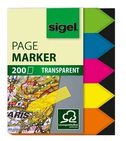 Lesezeichen, 5x40 Notizzettel, 12x45 mm SIGEL "Arrows", Farbsortierung